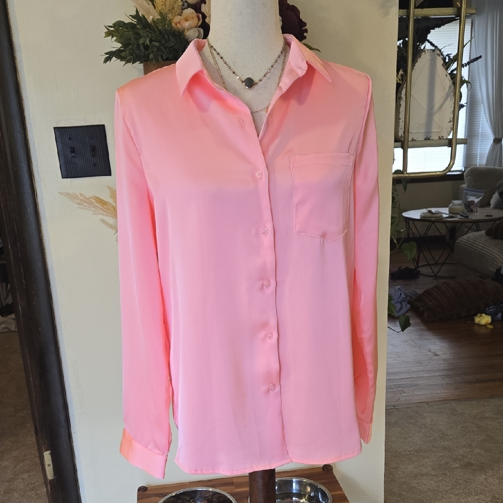 Skies Are Blue Light Pink Button Down Shirt